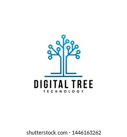 Digital Tree Vector logo template. Digital Tree, technology, wireless, internet, technologies, vector logo template. Data Tree Logo.