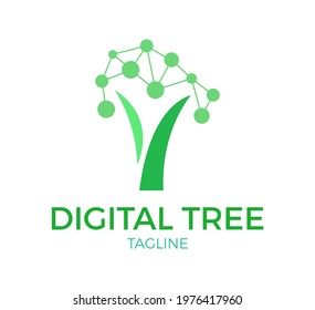 digital tree vector logo template design