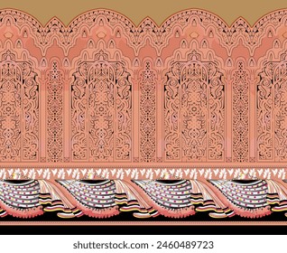 Digital Trending Texture Illustration and Flowers for Background Design Beautiful Textured Effects Floral Art Textile Print Stock Illustration for Fabric and Paper Prints