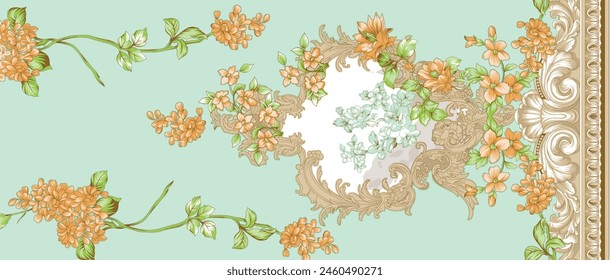 Digital Trending Texture Illustration and Flowers for Background Design Beautiful Textured Effects Floral Art Textile Print Stock Illustration for Fabric and Paper Prints