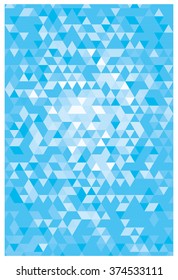 Digital triangle mosaic, white and blue color, hight key grayscale, abstract vector background