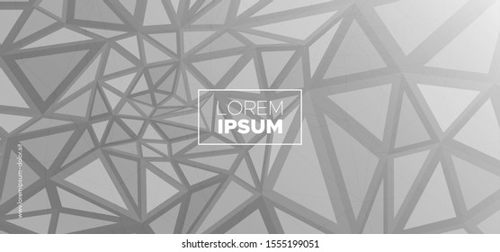 Digital Triangular Background. Creative Polygon Poster. Futuristic 3d Business Design. Gray Graphic Geometry. Triangles Wallpaper. Monochrome Polygon Layout. Geometric Banner. Triangles Background.