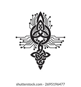 Digital Trinity Knot Circuit Board Vector Icon Fusion of Ancient Symbol and Modern Technology for Cybersecurity AI and Innovation