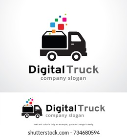 Digital Truck Logo Template Design Vector, Emblem, Design Concept, Creative Symbol, Icon