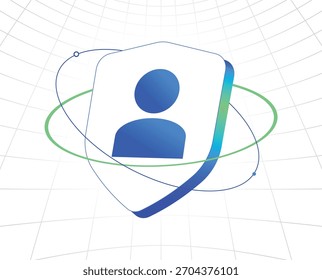 Digital trust identity icon. User shield, private security. Web3 authentication Modern vector. Blockchain privacy, secure profile, decentralized app, fintech  technology enabled safe user experience.