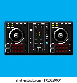 Digital Turntables Controller Mixer in 8bit Pixel Art Style