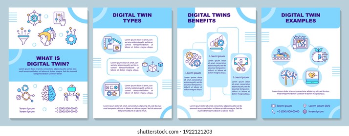 Digital Twin Brochure Template. Flyer, Booklet, Leaflet Print, Cover Design With Linear Icons. Computerized Development Cycle. Vector Layouts For Magazines, Annual Reports, Advertising Posters