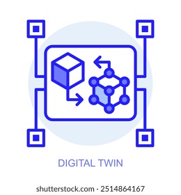 Digital Twin Concept Icon. Intelligente Fabrik. Moderne Technologien. Industrie 4.0. Automatisierte Produktion. Lineare Vektorgrafik.