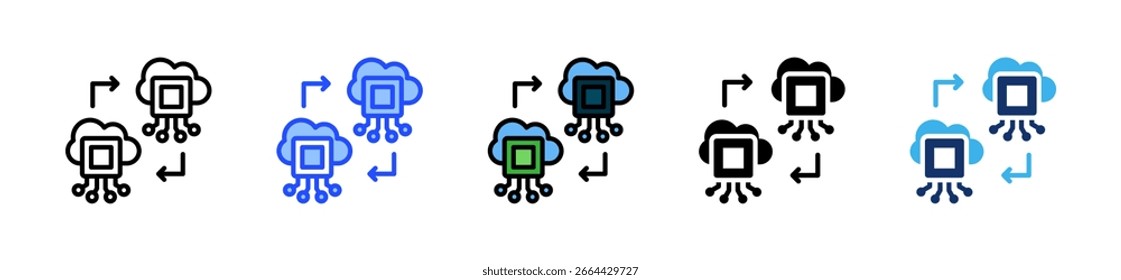 Colección de icono gemelo digital con múltiples estilos