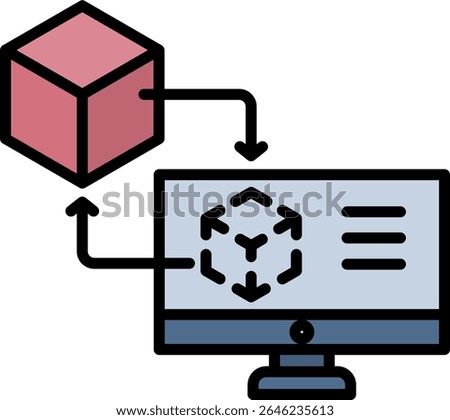 Digital Twin Icon Element For Design