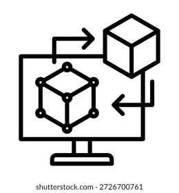 Digitale Twin Icon Line Design Vektorgrafik