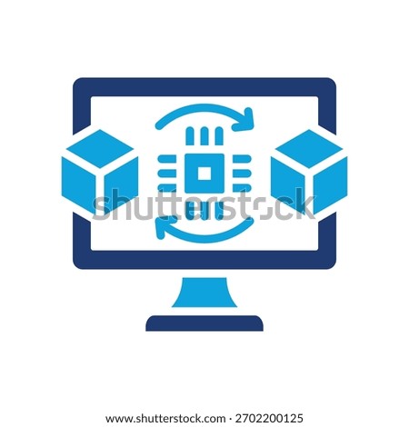 Digital Twin Icon Mixed Vector Illustration