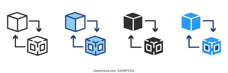 Digital Twin Icon Multiple Style Vector Collection