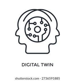 Digital Twin Icon Outline Style. Vector Illustration For Graphic Design