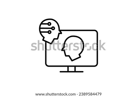 digital twin icon. screen with head robotic, digital replicas of physical assets for monitoring, and optimization. icon related to technology. line icon style. simple vector design editable