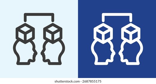 Digitale Twin Icon Set in Schwarz-Weiß Outline Style