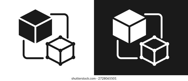 Digital Twin Icon Set Glyph In White And Black Background