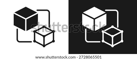 Digital Twin Icon Set Glyph In White And Black Background