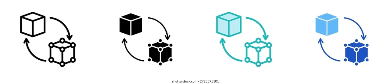 Digital Twin  Icon Set Multiple Style Collection
