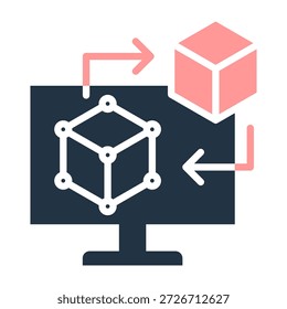 Digitales Zwillingssymbol einfarbiges Design, Vektorgrafik