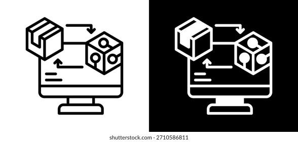 Digitale Zwillings-Icon weißschwarz Vektor Illustration