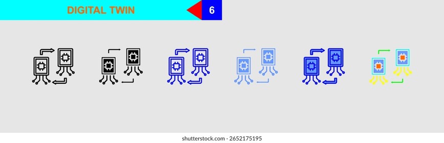 Digital Twin Manufacturing Icon Set (Conjunto de ícones de fabricação dupla digital)