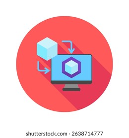 Digital Twin mini illustration rounded flat color icon, use for research and development, education, industry, UI, UX kit, app and web development, digital or print.