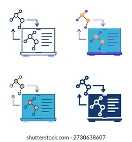 Conjunto de iconos de modelo gemelo digital. Ilustración vectorial