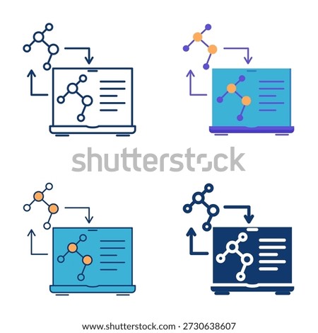Digital twin model icon set. Vector illustration