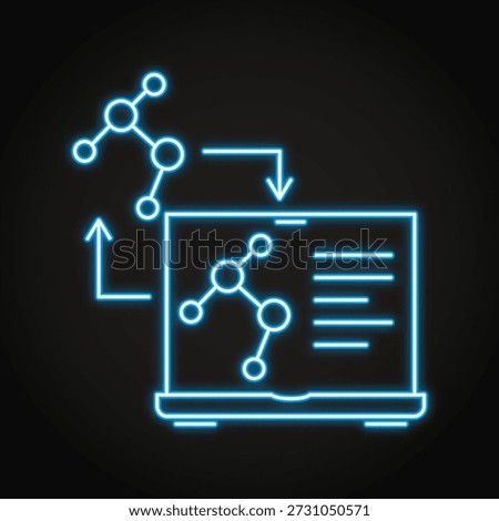 Digital twin model neon icon. Vector illustration