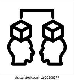 Icono de contorno de gemelo digital. Ilustración vectorial simple sobre fondo blanco