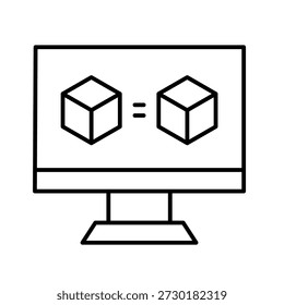 Digital Twin Outline Icon Vector Illustration