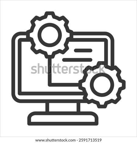 Digital Twin Outline Icon Vector Illustration
