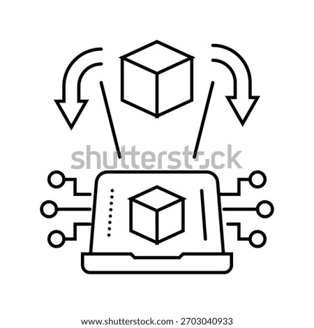 digital twin technology industry 5 line icon vector. digital twin technology industry 5 sign. isolated contour symbol black illustration