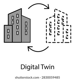 Digital Twin Vector Icon Representing Virtual Physical Replica