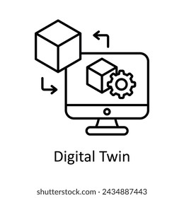 Digital Twin Vector Outline Icon Design Illustration. Herstellereinheitensymbol auf weißem Hintergrund EPS 10 Datei