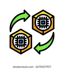 Digital Twins Icon Lineal Color Vector Illustration