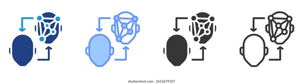 Digital twins icon set multiple style collection