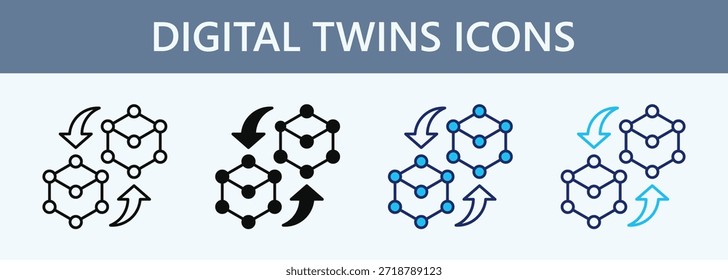 Digitale Zwillinge Symbol Set Multiple Style Collection
