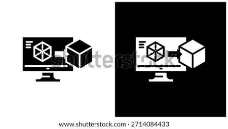 Digital Twins Icon Set In White And Black Background