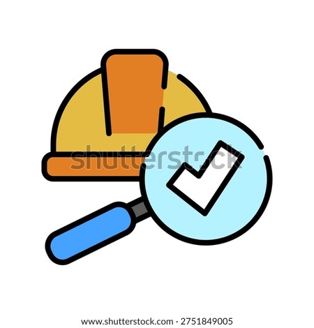 Digital UI element is designed for industrial safety management systems, OHS (Occupational Health and Safety) reporting tools, and compliance audit software. It represents the formal process of evaluating personal protective equipment (PPE) for integrity and safety standards. Ideal for maintenance logs and safety inspection checklists. Isolated on white background