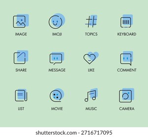 Iconos de interfaz de usuario digital clásico plano dibujado a mano boceto