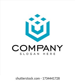 The digital U-letter logo design is simple and elegant