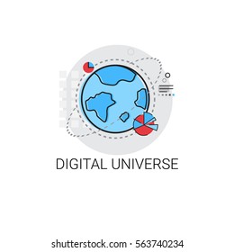 Digital Universe Information Flow Global Data Icon Vector Illustration