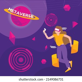 Digitales Universum oder Metaverse in flachem Design