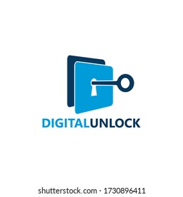 Digital Unlock Logo Template Design
