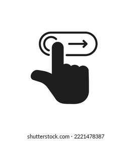 digital unlock or slider icon with black finger point. simple flat outline slide logotype graphic web element design isolated on white background. concept of user interface badge or enable gadget