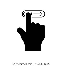 digital unlock or slider icon with black finger point. simple flat outline slide logotype graphic web element design isolated on white background. concept of user interface badge or enable gadget