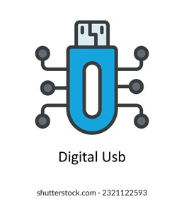 Digital Usb Vector Fill outline Icon Design illustration. Cyber security  Symbol on White background EPS 10 File