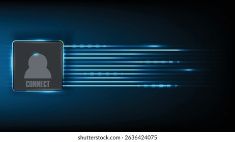 Digital User Connection Abstract Profile Icon with Data Streaming
